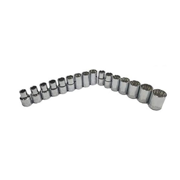 Standard SAE Chrome Socket Set Master Craftsman 16 Piece 1/2 Drive 12 Pt Point Metric MM Standard SAE Chrome Socket Set Master Craftsman 16 Piece 1/2 Drive 12 Pt Point Metric MM